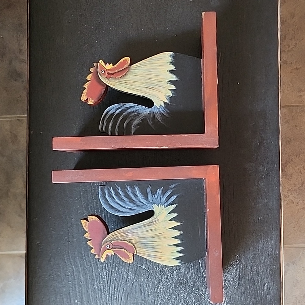 Farmhouse Rustic Wood 🐓 Rooster bookends